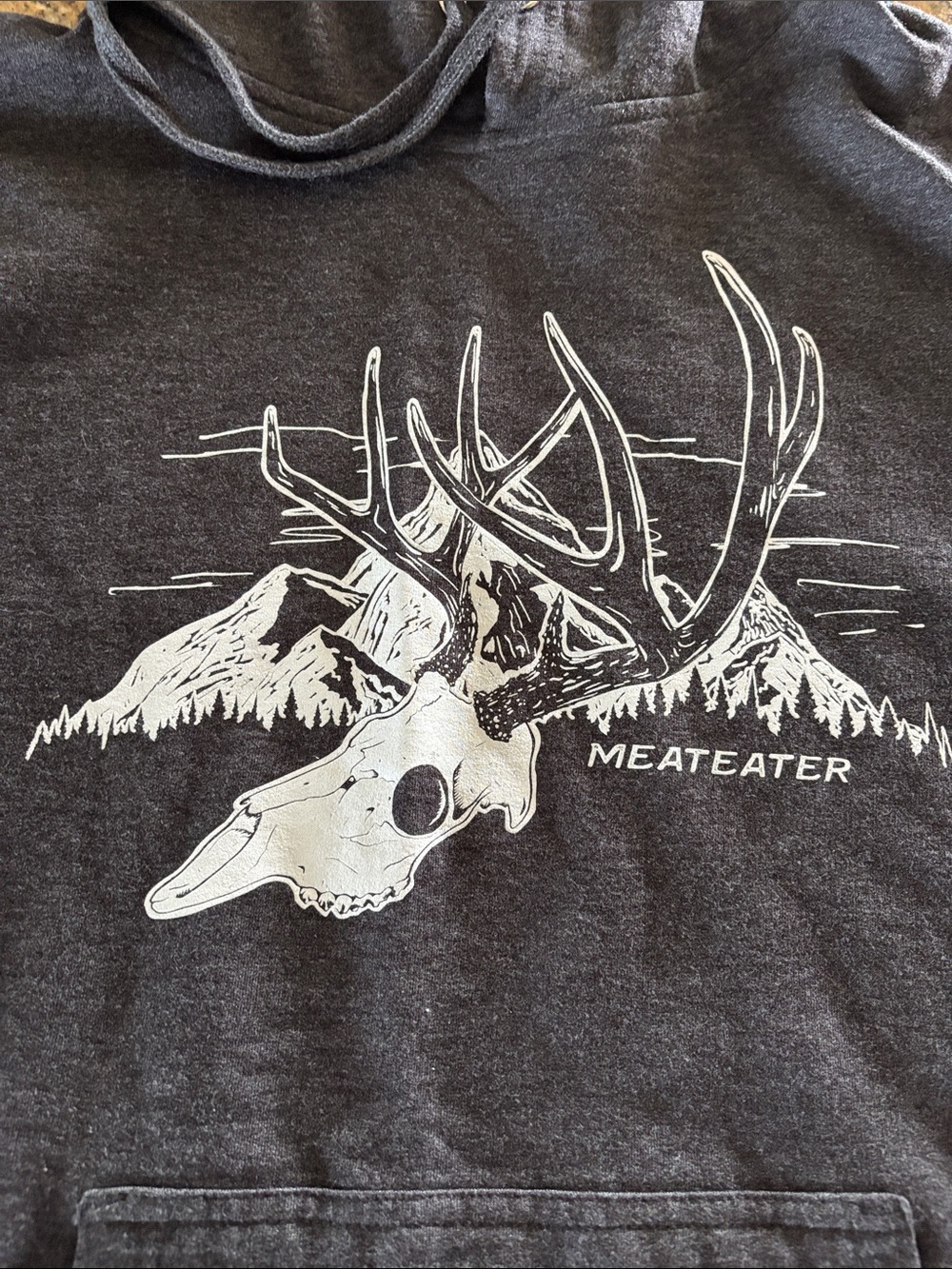 Meateater Men's Charcoal Hooded Sweatshirt with Antler Graphic Size M - Picture 2 of 5
